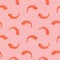 Cute vector seamless pattern with shrimp on pink background.