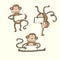 Cute vector set of doodle monkeys