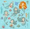 Cute vector set with mermaids