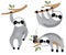 Cute vector sloth bear animal set