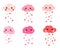 Cute vector smiling clouds in pink colors