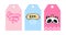 Cute vector tags with sleep masks and quotes. Vector cards collection. Blindfold classic and panda shaped. Labels