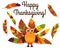 Cute Vector Turkey with Colorful Feathers for Thanksgiving