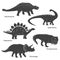 Cute vector of young dinosaurs isolated on white background. Triceratops, Apatosaurus, Tyrannosaurus, Stegosaurus, and