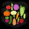 Cute Vegan Menu background with various vegetables