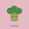 Cute vegetable cartoon character Broccoli icon kawaii Smiling face.