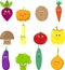 Cute vegetables cartoon set vector