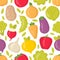 Cute vegetables vector seamless pattern on white background