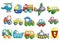 Cute Vehicles Cartoon Design Vector Set