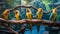 A cute, vibrant macaw perches on a branch in the tropical rainforest generated by AI