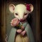 Cute Victorian Rat Elegantly Dressed with Gorgeous Bouquet of Roses - Generated Artificial Intelligence - AI