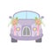 Cute Vintage Car Decorated with Flowers, Romantic Wedding Retro Auto, Front View Vector Illustration