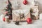 Cute vintage christmas new year gifts mock up on