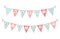 Cute vintage festive fabric pennant banner as bunting flags with letters Happy Birthday in shabby chic style