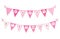 Cute vintage festive fabric pennant banner as bunting flags with letters Happy Birthday in shabby chic style