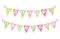 Cute vintage festive fabric pennant banner as bunting flags with letters Happy Birthday in shabby chic style