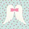 Cute vintage patchwork of angel wings with shabby chic bow