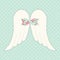 Cute vintage patchwork of angel wings with shabby chic bow