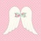 Cute vintage patchwork of angel wings with shabby chic bow