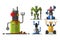 Cute vintage robot technology machine future science toy and cyborg futuristic design robotic element icon character