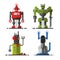 Cute vintage robot technology machine future science toy and cyborg futuristic design robotic element icon character