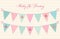 Cute vintage shabby chic textile bunting flags ideal for baby shower, wedding, birthday