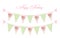 Cute vintage shabby chic textile bunting flags ideal for baby shower, wedding, birthday