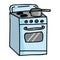Cute vintage stove top cartoon vector illustration motif set.