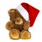 Cute vintage teddy bear with red santa hat