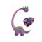 Cute violet brachiosaurus dinosaur with green striped line