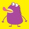 Cute violet monster icon. Happy Halloween. Cartoon colorful scary funny character. Eyes, mouth showing tongue. Funny baby collecti