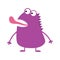 Cute violet monster icon. Happy Halloween. Cartoon colorful scary funny character. Eyes, mouth showing tongue. Funny baby collecti