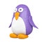 Cute Violet and White Toy Cartoon Plasticine or Clay Penguin. 3d Rendering