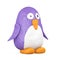 Cute Violet and White Toy Cartoon Plasticine or Clay Penguin. 3d Rendering