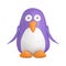 Cute Violet and White Toy Cartoon Plasticine or Clay Penguin. 3d Rendering