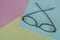 Cute violet women eyeglasses for blue light eye protection on pastel background