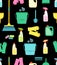 Cute vivid spring cleaning seamless background