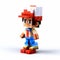 Cute Voxel Art Mini Figure In Red And White Attire