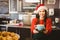 Cute waitress giving a coffee to customer