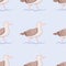 Cute Walking Seagull Background Pattern Vector