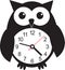 Cute wall clock owl sticker. Vector illustration
