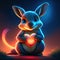 Cute Wallaroo hugging heart Cute little kangaroo with heart in his hand. 3d rendering generative AI