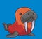 cute walrus rest. isolated cartoon animal illustration. Flat Style Sticker Icon Design Premium Logo vector. Mascot Character
