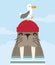 Cute walrus sailor shirt with red hat cartoon