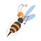 Cute Warlike Bee, Funny Flying Insect Character Cartoon Vector Illustration