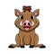 Cute warthog cartoon on white background