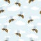 Cute wasp bee seamless pattern. cartoon Honey background. Vector bee illustration