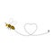 Cute wasp flying icon with heart dotted line path with start point