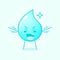 cute water cartoon with angry expression. mouth open and hands shaking