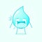 cute water cartoon with crying expression, tears and mouth open